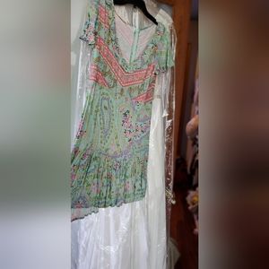 SPELL Green Celestial Floral Ruffle Mini Playdress Never worn